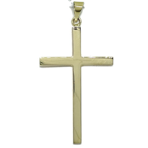 Cruz de oro amarillo de 18k de tubo cuadrado, grande, fuerte, elegante y resistente.