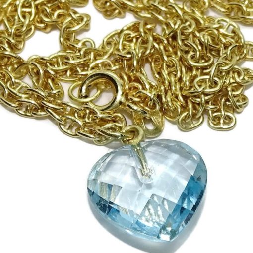 Elegante collar de oro amarillo de 18k con un topacio azul de 6.00 cts, de color y brillo extraordinarios, - Imagen 4