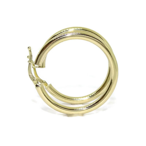 Pendientes aros de oro amarillo de 18k con tubo redondo de 3mm de grosor y 3.00cm de diámetro exterior. Peso; 2.70gr de oro de 1ª Ley Cierre fácil click - Imagen 6