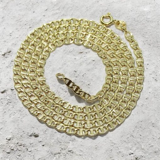 Cadena de oro amarillo de 18k para hombre modelo ancla de 3.5mm de ancha y 60cm de larga con cierre mosquetón. Peso; 8.35 gr de oro de 18k