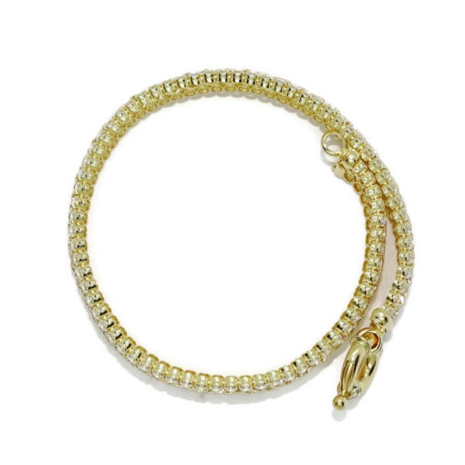 Impresionante pulsera para hombre de oro amarillo de 18k de 21.00 cm de larga y 1.10 cm de ancha, modelo triple cordón con circonitas. - Imagen 5