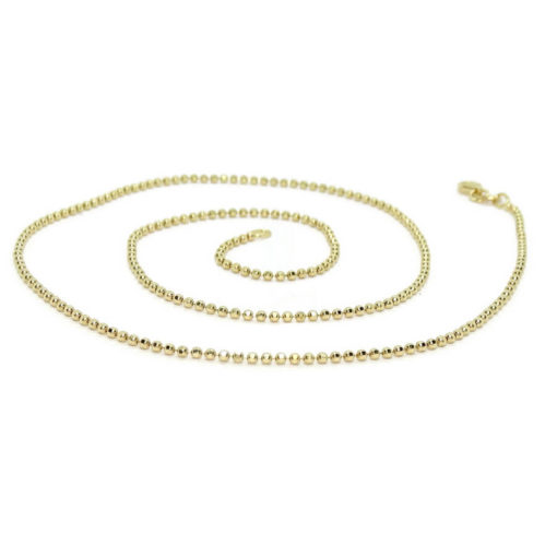 Espectacular y brillante cadena de bolas de oro macizo de 18k para mujer con bolas 1.5 mm, 45 cm de larga , peso 4.65gr de oro de 18k. - Imagen 5
