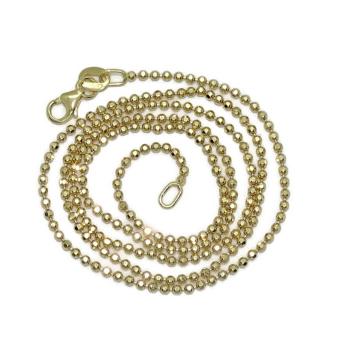 Espectacular y brillante cadena de bolas de oro macizo de 18k para mujer con bolas 1.5 mm, 45 cm de larga , peso 4.65gr de oro de 18k. - Imagen 6