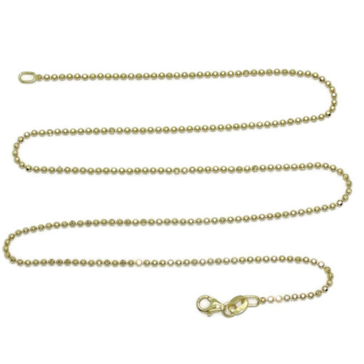 Espectacular y brillante cadena de bolas de oro macizo de 18k para mujer con bolas 1.5 mm, 45 cm de larga , peso 4.65gr de oro de 18k. - Imagen 8