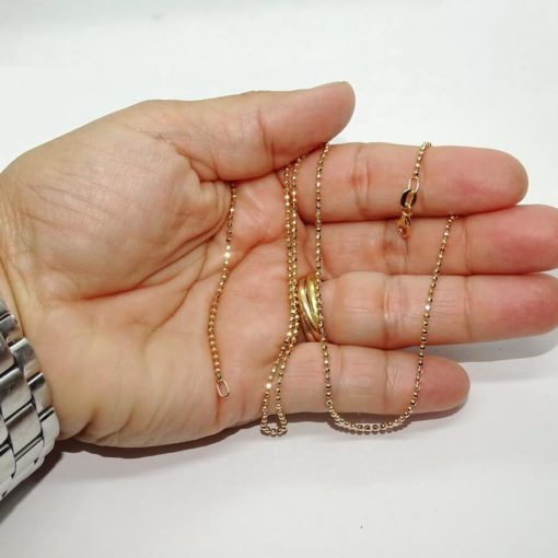 Espectacular y brillante cadena de bolas de oro macizo de 18k para mujer con bolas 1.5 mm, 45 cm de larga , peso 4.65gr de oro de 18k. - Imagen 3