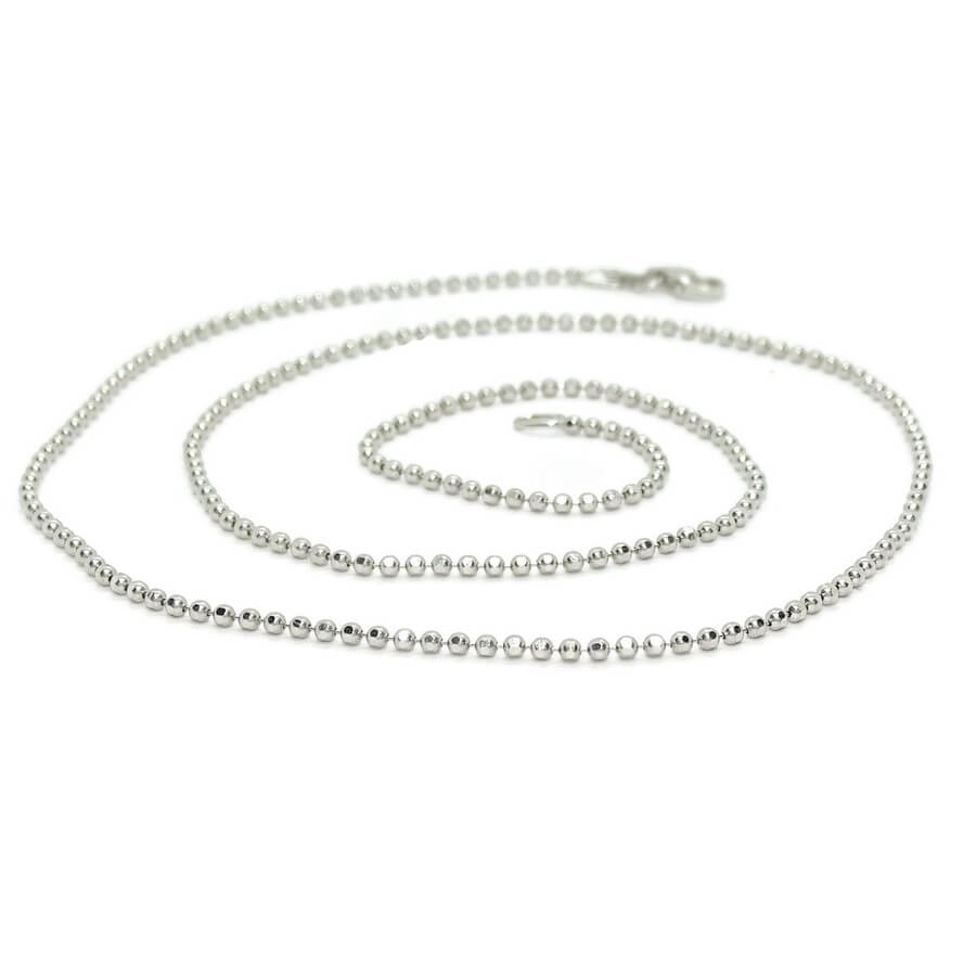 Espectacular y brillante cadena de bolas de oro macizo de 18k para mujer con bolas 1.5 mm, 45 cm de larga , peso 4.65gr de oro de 18k. - Imagen 7