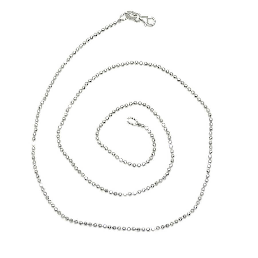 Espectacular y brillante cadena de bolas de oro macizo de 18k para mujer con bolas 1.5 mm, 45 cm de larga , peso 4.65gr de oro de 18k. - Imagen 3