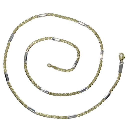 Cadena de oro de 18k amarillo y blanco para mujer de 50.00cm combinada