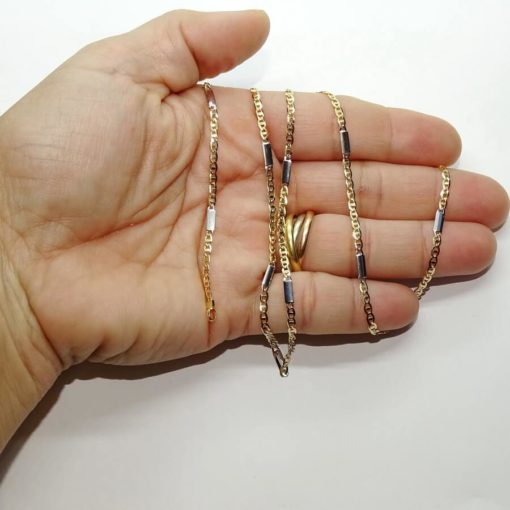 Cadena de oro de 18k amarillo y blanco para mujer de 50.00cm combinada - Imagen 3