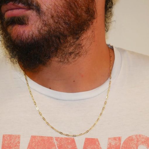 Cadena forzada de moda para hombre y mujer de Oro Amarillo de 18k de eslabón forzado de 3.00 mm de ancho. 60.00cm de Largo. - Imagen 9