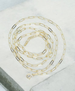 Cadena forzada de moda para hombre y mujer de Oro Amarillo de 18k de eslabón forzado de 3.00 mm de ancho. 60.00cm de Largo.