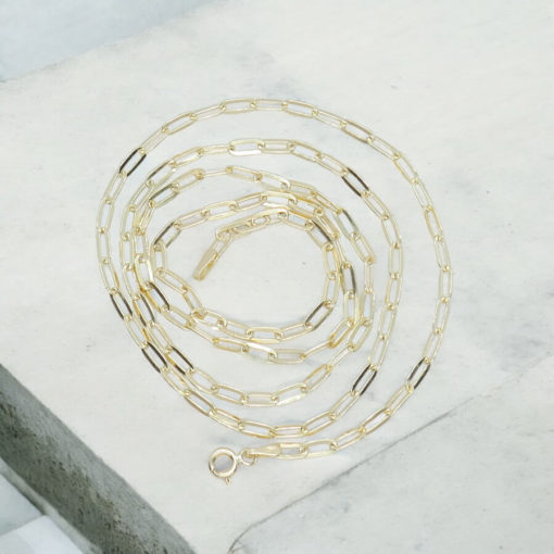 Cadena forzada de moda para hombre y mujer de Oro Amarillo de 18k de eslabón forzado de 3.00 mm de ancho. 60.00cm de Largo.
