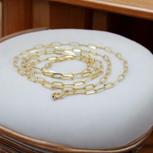 Cadena forzada de moda para hombre y mujer de Oro Amarillo de 18k de eslabón forzado de 3.00 mm de ancho. 60.00cm de Largo. - Imagen 4