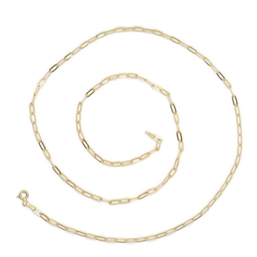 Cadena forzada de moda para hombre y mujer de Oro Amarillo de 18k de eslabón forzado de 3.00 mm de ancho. 60.00cm de Largo. - Imagen 2