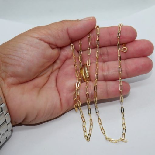 Cadena forzada de moda para hombre y mujer de Oro Amarillo de 18k de eslabón forzado de 3.00 mm de ancho. 60.00cm de Largo. - Imagen 8