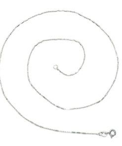 Cadena para mujer italiana maciza fuerte de oro blanco de 18k y 45cm de larga. Peso cadena: 1.70 gr de oro de 18k.