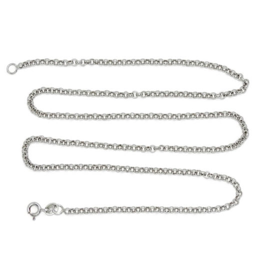 Cadena para Mujer de Oro blanco de 18k modelo rolo plana de 3mm de ancha y 50cm de Largo con Cierre reasa. 4.10gr de oro de 18k - Imagen 5