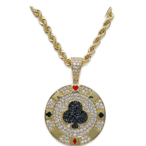 Collar de oro para hombre o mujer de oro amarillo y circonitas trébol negro todo oro de 18k con cordón de oro de 60.00cm. 14.70gr de oro de 18k - Imagen 6