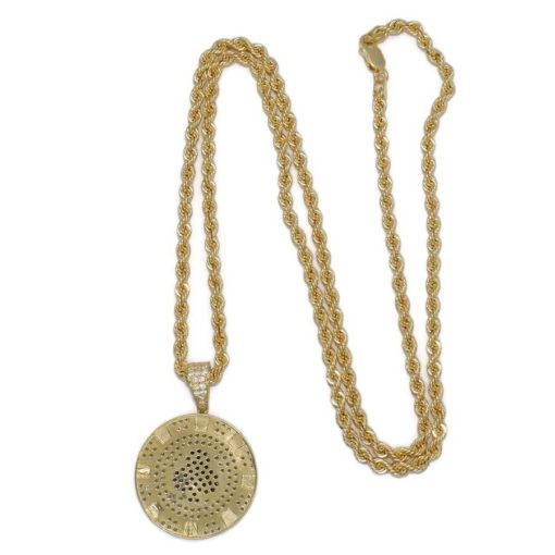 Colgante de oro para hombre o mujer de oro amarillo y circonitas trébol negro todo oro de 18k-SIN CADENA - Imagen 6