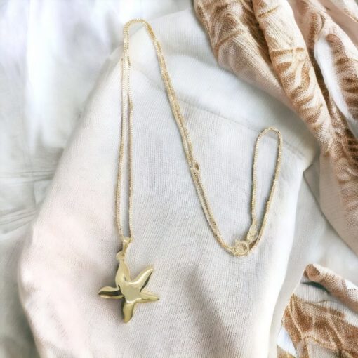 Colgante de estrella de mar de oro amarillo de 18k y cadena veneciana todo oro de 18k de 45cm. - Imagen 9