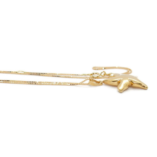 Colgante de estrella de mar de oro amarillo de 18k y cadena veneciana todo oro de 18k de 45cm. - Imagen 8