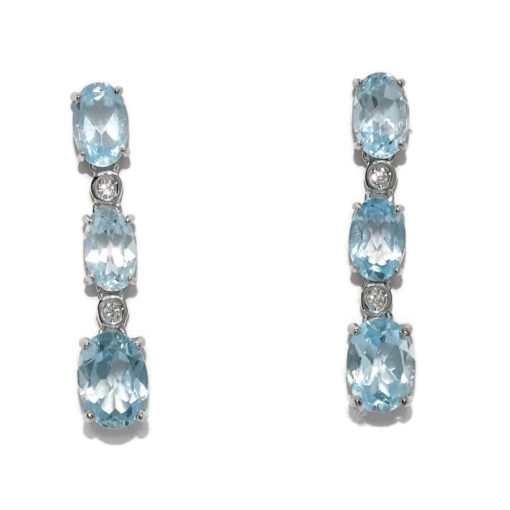 Preciosos pendientes con 6 topacios azules sky y 4 diamantes de 0.10cts montados en oro blanco de 18k - Imagen 6