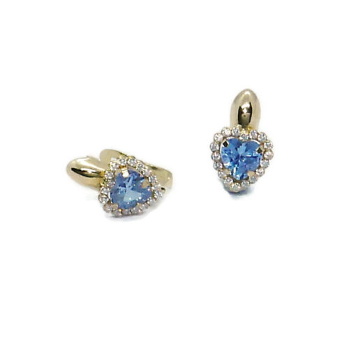 Originales pendientes de corazón en oro amarillo de 18k con circonitas. Cierre pala. - Imagen 7