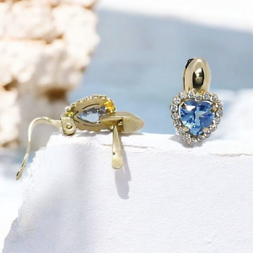 Originales pendientes de corazón en oro amarillo de 18k con circonitas. Cierre pala. - Imagen 6