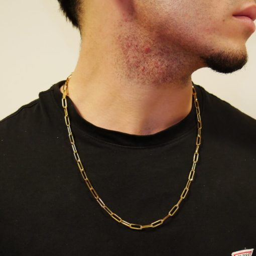 Cadena de Oro Amarillo de 18k de oro para Hombre modelo forzada de 5.00 mm de ancho y 60cm de Larga. Cierre mosquetón. Peso; 10.35 gr de Oro de 18k. - Imagen 2