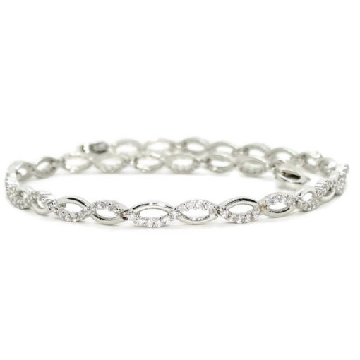 Pulsera semi-rígida de oro blanco de 18k con 15 infinitos y circonitas. - Imagen 5