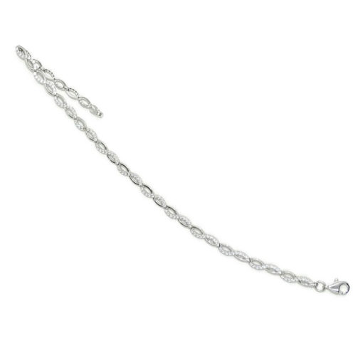 Pulsera semi-rígida de oro blanco de 18k con 15 infinitos y circonitas. - Imagen 7