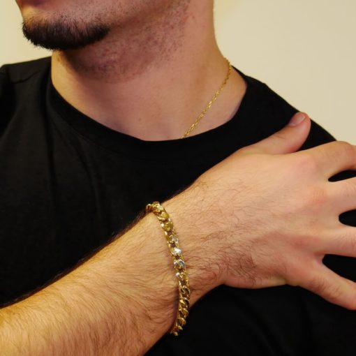 Impresionante pulsera para hombre de oro amarillo de 18k de 22.00 cm de larga y 7.00 mm de ancha, modelo barbada plana. 10.30 gr de oro de 18k - Imagen 2