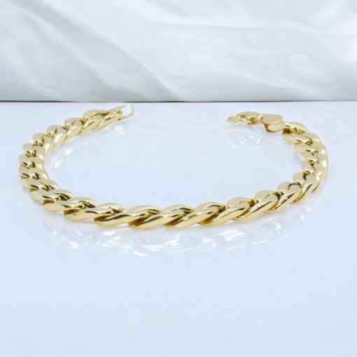 Impresionante pulsera para hombre de oro amarillo de 18k de 22.00 cm de larga y 7.00 mm de ancha, modelo barbada plana. 10.30 gr de oro de 18k - Imagen 6
