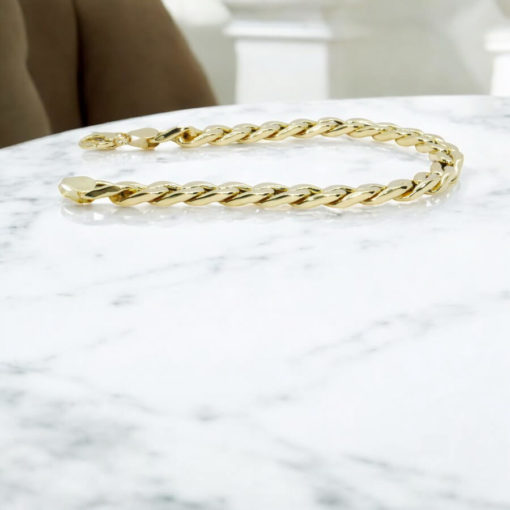 Impresionante pulsera para hombre de oro amarillo de 18k de 22.00 cm de larga y 7.00 mm de ancha, modelo barbada plana. 10.30 gr de oro de 18k - Imagen 8