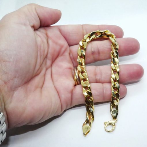 Impresionante pulsera para hombre de oro amarillo de 18k de 22.00 cm de larga y 7.00 mm de ancha, modelo barbada plana. 10.30 gr de oro de 18k - Imagen 3
