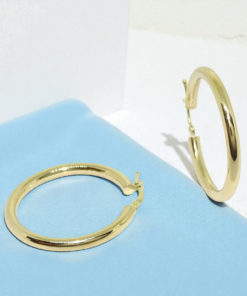 Pendientes aros de oro amarillo de 18K de tubo redondo 3mm de ancho por 2.50 cm de diámetro exterior. Peso; 2.30 gr de oro de 18k - Imagen 5