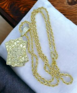 Colgante de oro y circonitas As de Picas todo oro de 18k para hombre o mujer y cordón de oro de 60.00cm - Imagen 5
