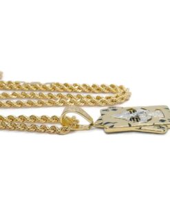 Colgante de oro y circonitas As de Picas todo oro de 18k para hombre o mujer y cordón de oro de 60.00cm - Imagen 4