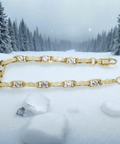 Pulsera para hombre de oro amarillo y oro blanco de 18k con greca y detalle de tornillo - Imagen 4