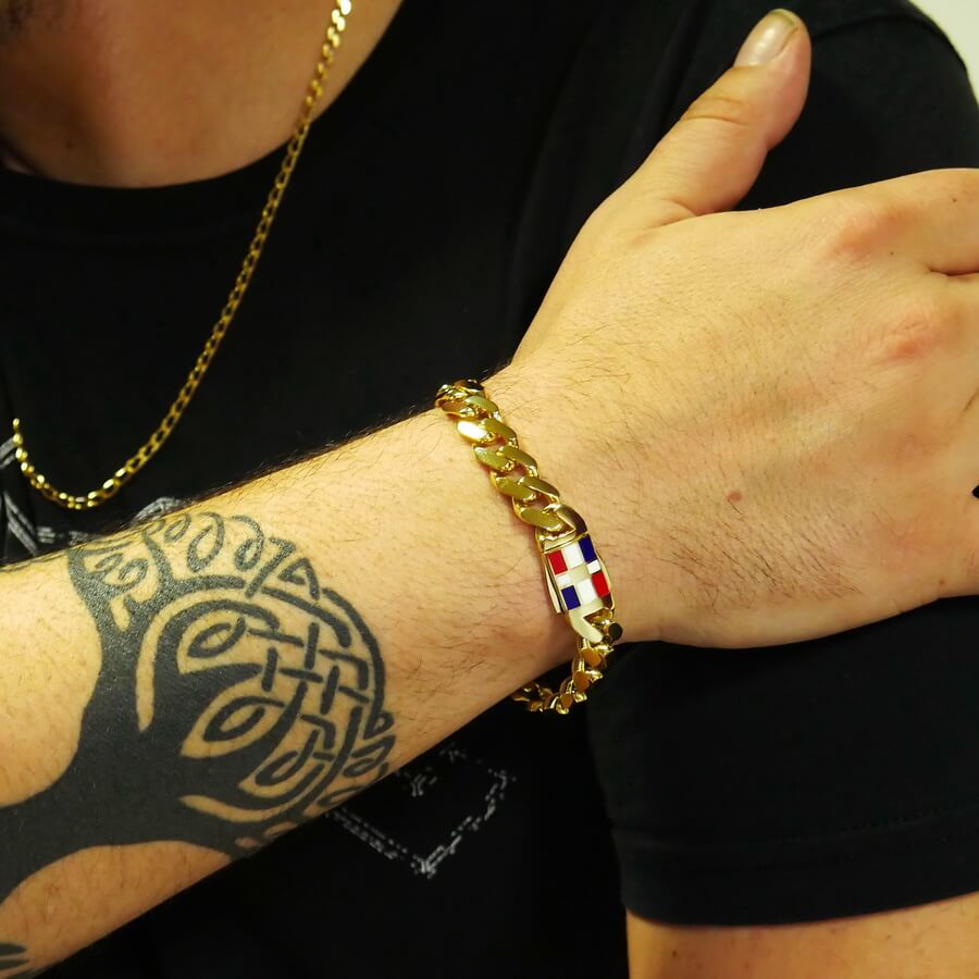 Never Say Never Pulsera de oro 18k para hombre de 18,45 gramos, con 20,00 cm de largo y 1,00 cm de ancho - Imagen 2