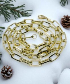Cadena forzada de moda para hombre y mujer de Oro Amarillo de 18k de eslabón forzado. - Imagen 4