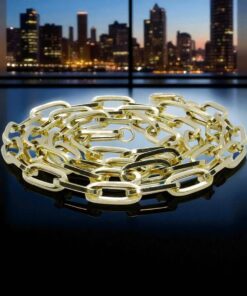 Cadena forzada de moda para hombre y mujer de Oro Amarillo de 18k de eslabón forzado. - Imagen 9