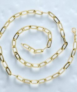 Cadena forzada de moda para hombre y mujer de Oro Amarillo de 18k de eslabón forzado. - Imagen 8