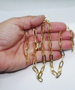 Cadena forzada de moda para hombre y mujer de Oro Amarillo de 18k de eslabón forzado. - Imagen 3