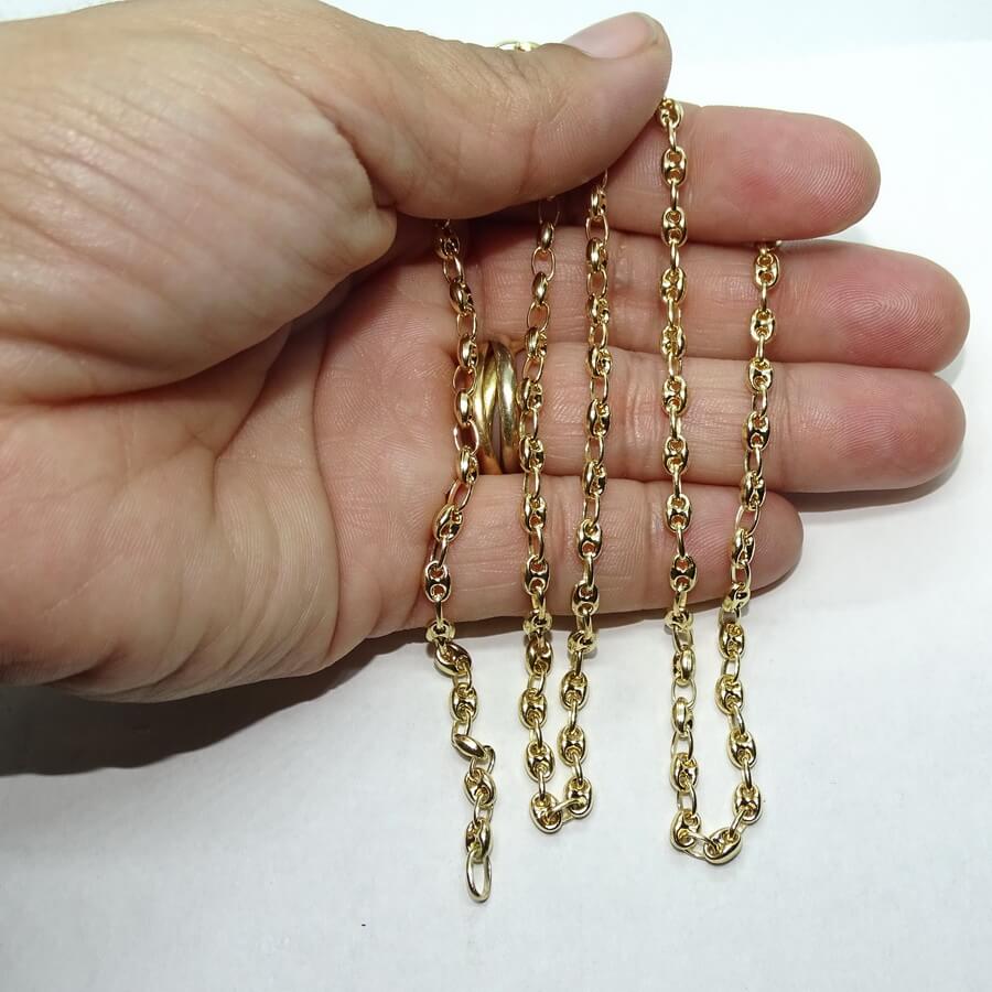 Cadena de calabrotes de oro amarillo de 18k para hombre o mujer de 5x4mm y 60cm de largo. Cierre mosquetón para total seguridad. Peso; 12.10 gr de oro de 18k - Imagen 3