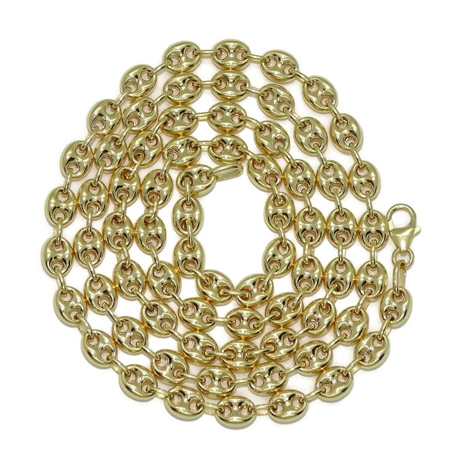 Impresionante cadena de oro amarillo de 18k con calabrotes de 7x5mm y 60cm de largo. Cierre mosquetón para total seguridad. Peso; 16.20 gr de oro de 18k