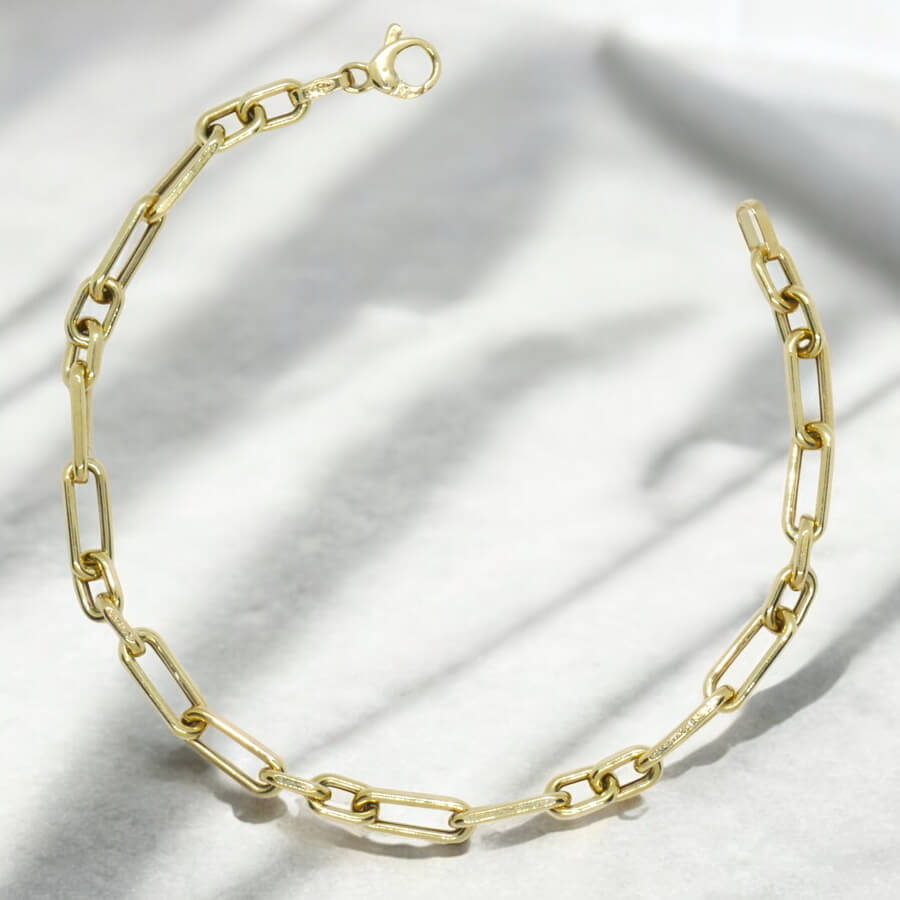 Pulsera de oro amarillo de 18k con eslabones forzados de 2 tamaños. 20.50 cm de larga, ideal hombre o mujer. - Imagen 4