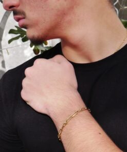 Pulsera de oro amarillo de 18k con eslabones forzados de 2 tamaños. 20.50 cm de larga, ideal hombre o mujer. - Imagen 3