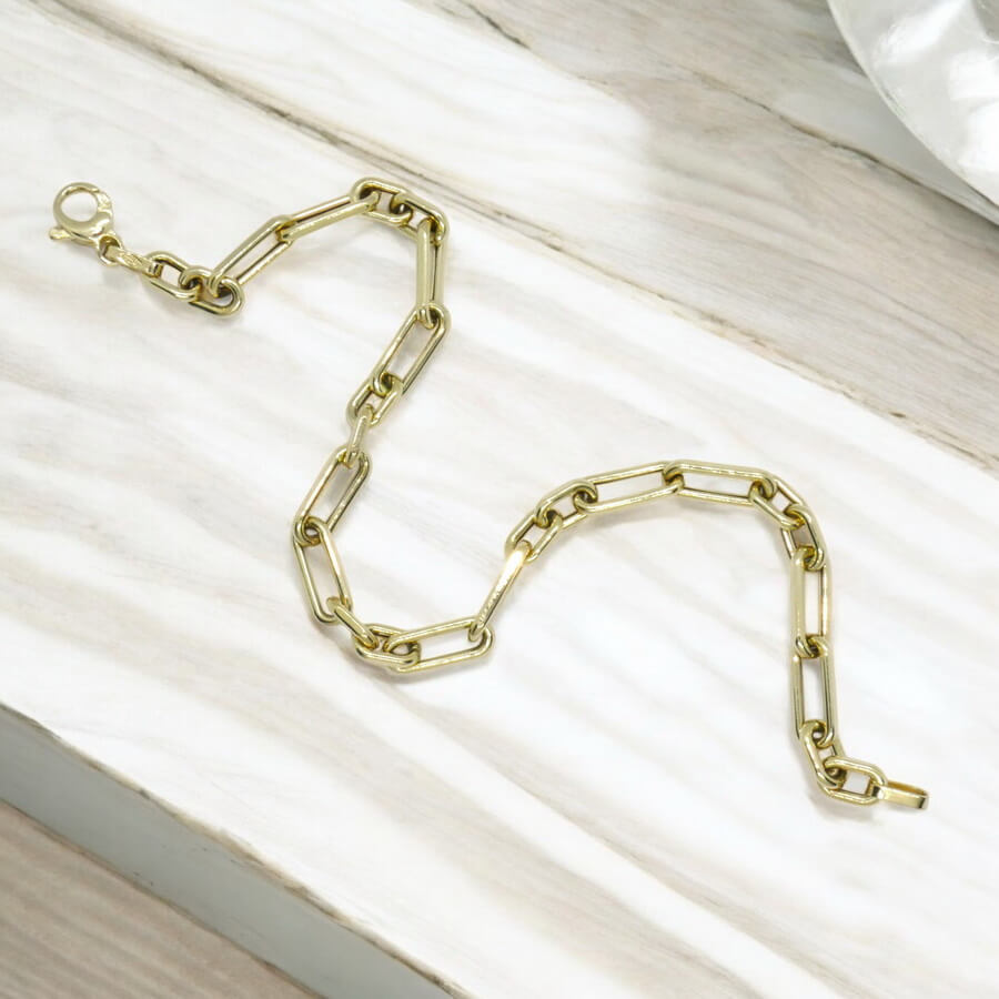 Pulsera de oro amarillo de 18k con eslabones forzados de 2 tamaños. 20.50 cm de larga, ideal hombre o mujer. - Imagen 5