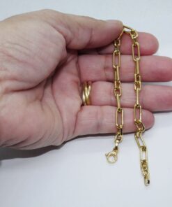 Alternative view of Pulsera de oro amarillo de 18k con eslabones forzados de 2 tamaños. 20.50 cm de larga, ideal hombre o mujer.